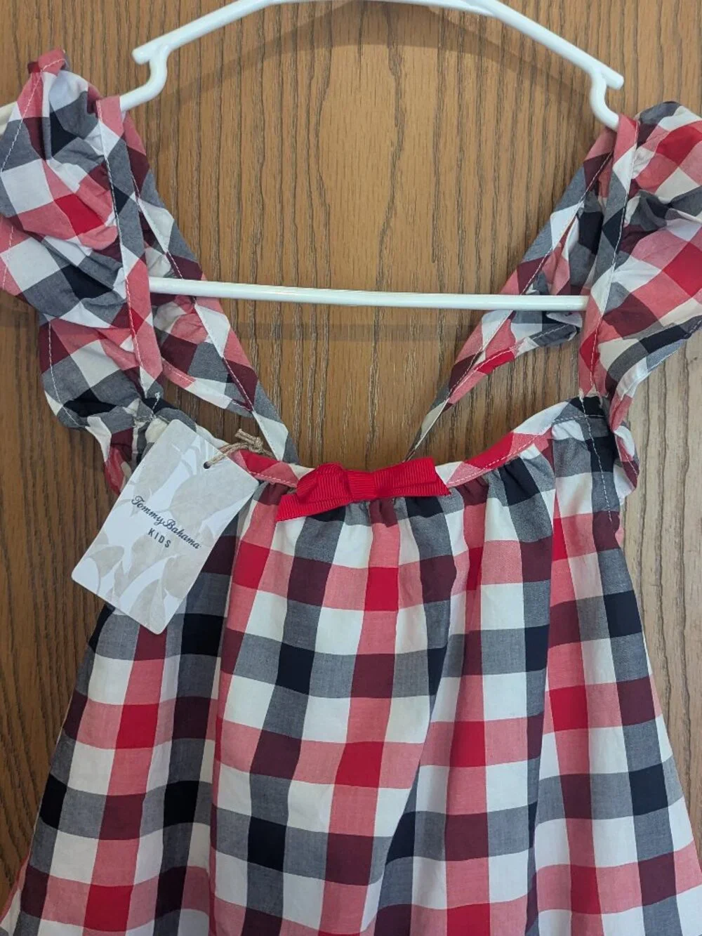 NWT Tommy Bahama Gingham Checkered Patriotic Red White Blue Lined‎ Sundress-4T